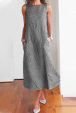 Fashion Street Striped Split Joint O Neck Sleeveless Dresses