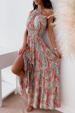 Fashion Street Print Split Joint Halter A Line Dresses