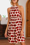 Fashion Casual Dot Backless Halter A Line Dresses