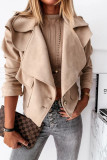 Fashion Street Solid Cardigan Turndown Collar Outerwear