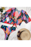 Fashion Vacation Print Split Joint Swimwears Three-piece Set