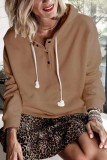 Fashion Casual Solid Split Joint Hooded Collar Tops