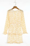 Fashion Street Print Split Joint V Neck Princess Dresses
