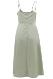 Fashion Casual Solid Hollowed Out Spaghetti Strap Princess Dresses