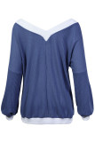 Fashion Casual Solid Split Joint V Neck T-Shirts
