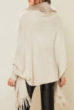 Casual Solid Tassel Split Joint Tops Sweater