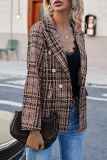 Elegant Print Pocket Buttons Turn-back Collar Outerwear
