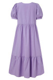 Fashion Casual Solid Split Joint V Neck Princess Dresses
