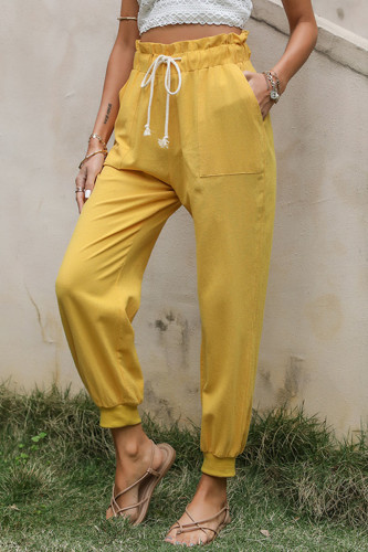 Fashion Casual Solid Without Belt Loose High Waist Harlan Bottoms