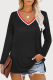 Casual Patchwork Slit Basic V Neck Tops