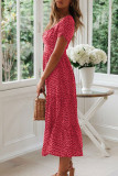 Fashion Street Print Split Joint Square Collar A Line Dresses
