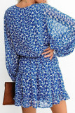 Fashion Casual Print Split Joint V Neck A Line Dresses