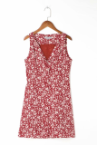 Fashion Elegant Floral Buckle V Neck A Line Dresses