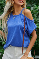 Fashion Sweet Solid Split Joint O Neck T-Shirts