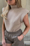 Fashion Casual Solid Split Joint Turtleneck Tops