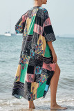 Fashion Vacation Print Split Joint Swimwears Cover Up