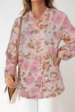 Elegant Floral Buckle V Neck Tops