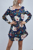 Fashion Casual Print O Neck A Line Dresses