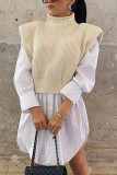 Fashion Casual Solid Split Joint Turtleneck Tops