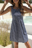 Fashion Sweet Print Split Joint Spaghetti Strap A Line Dresses