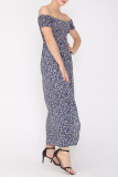 Fashion Elegant Floral Slit Off the Shoulder A Line Dresses