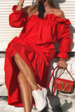 Fashion Street Solid Split Joint Off the Shoulder Irregular Dress Dresses
