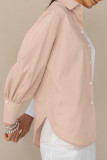 Fashion Street Solid Split Joint Turndown Collar Tops