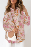 Elegant Floral Buckle V Neck Tops