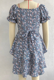 Casual Elegant Floral Flounce Strap Design Strapless A Line Dresses