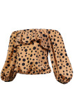 Fashion Casual Print Split Joint Off the Shoulder Tops
