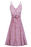 Fashion Casual Print Split Joint V Neck A Line Dresses