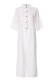 Fashion Casual Solid Turndown Collar Loose Jumpsuits