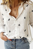 Casual Print Buckle Turndown Collar Tops