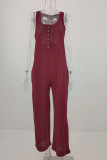 Fashion Casual Solid Split Joint U Neck Loose Jumpsuits