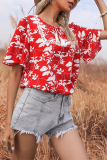 Casual Print Tassel Split Joint Frenulum O Neck T-Shirts