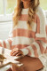 Fashion Street Striped Split Joint O Neck Tops