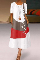 Fashion Street Solid Split Joint O Neck Short Sleeve Dresses