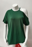 Casual Solid Split Joint Asymmetrical Collar T-Shirts