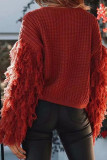 Fashion Street Solid Tassel O Neck Tops