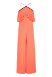Fashion Elegant Solid Split Joint Flounce Straight Jumpsuits