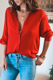 Casual Elegant Solid Split Joint Buckle Turndown Collar Tops