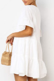Fashion Sexy Solid Split Joint V Neck Pleated Dresses