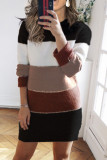 Fashion Casual Solid Split Joint O Neck A Line Dresses