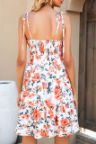 Fashion Street Print Split Joint Spaghetti Strap A Line Dresses