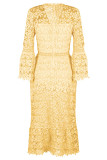 Fashion Street Solid Split Joint V Neck Princess Dresses