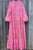 Fashion Casual Print Split Joint V Neck Princess Dresses