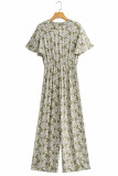 Fashion Sexy Print Split Joint V Neck Loose Jumpsuits