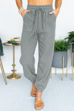 Casual Solid Split Joint Pocket Loose Mid Waist Harlan Solid Color Bottoms