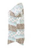 Casual Street Print Leopard Pocket V Neck T-Shirts