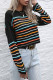 Fashion Street Striped Split Joint O Neck Tops